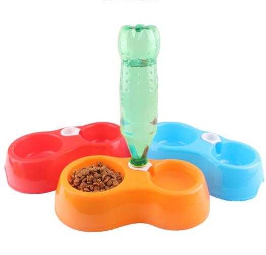 Pet Double Food Bowl Dualuse Pet Bottle Water Feeder Dog Water Bottle