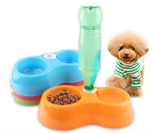 Pet Double Food Bowl Dualuse Pet Bottle Water Feeder Dog Water Bottle