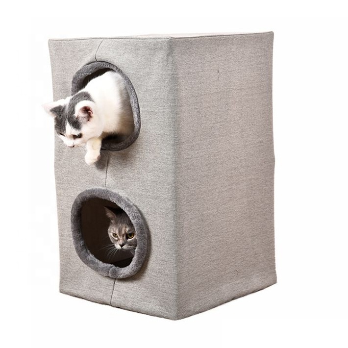Pet Furniture Condo Hideaway Cuboid Two Holes Cat Tree
