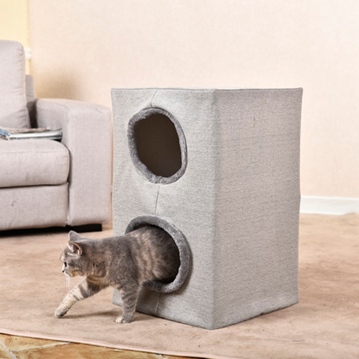Pet Furniture Condo Hideaway Cuboid Two Holes Cat Tree