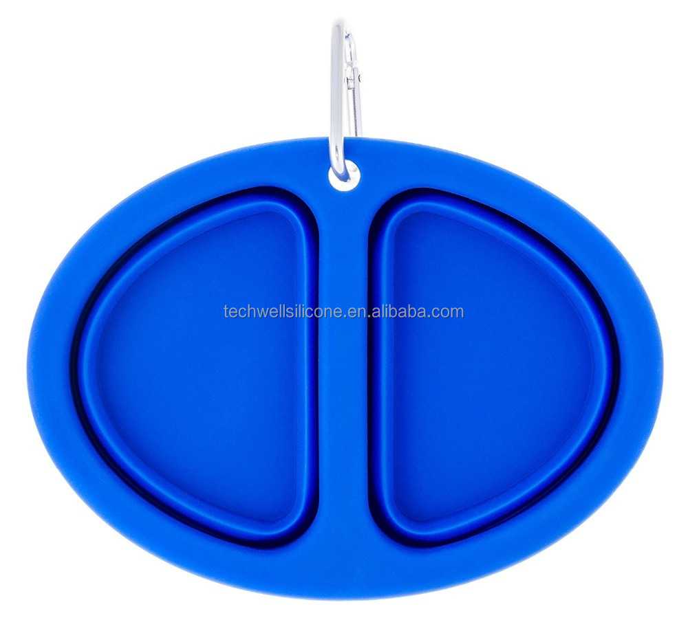 Pet Products Silicone Pet Bowl Devided Two Bowls Silicone Pet Bowl