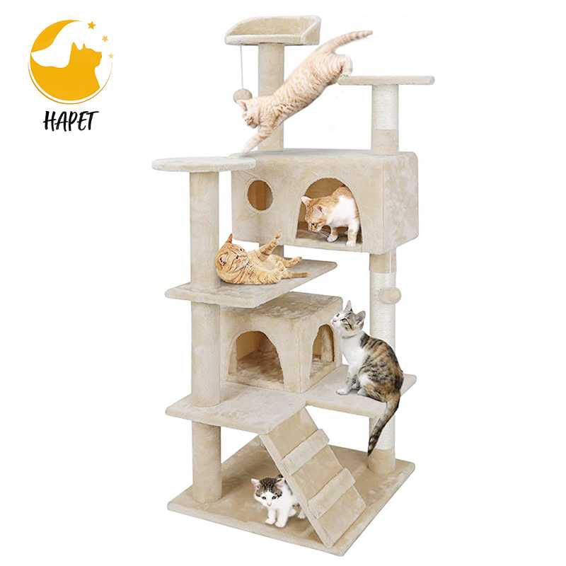 Pet Suppliers Cat Climbing Tree House Wood Floor To Ceiling Cat Tree House