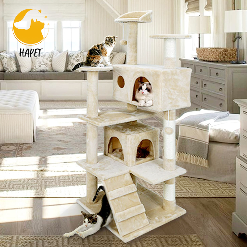 Pet Suppliers Cat Climbing Tree House Wood Floor To Ceiling Cat Tree House