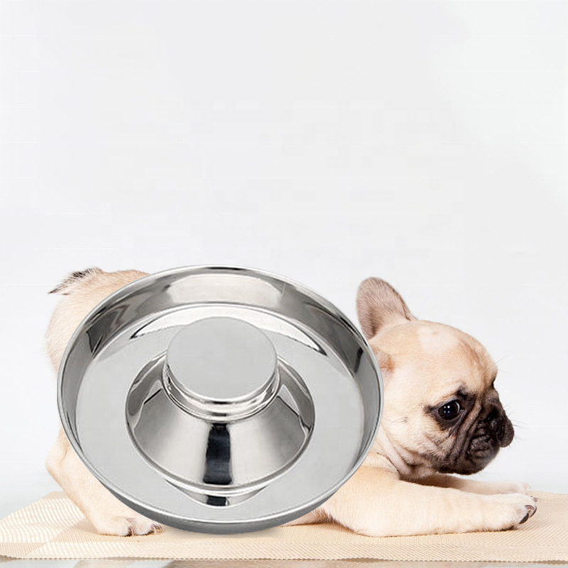 Pet Supplies Cat Dog Slow Eating Water Food Stainless Steel Bowl