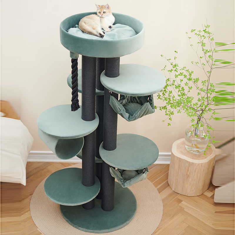 Pet Supplies Round Morandi Green Assemble Cat Tree Paradise Villa Cat Climbing Frame