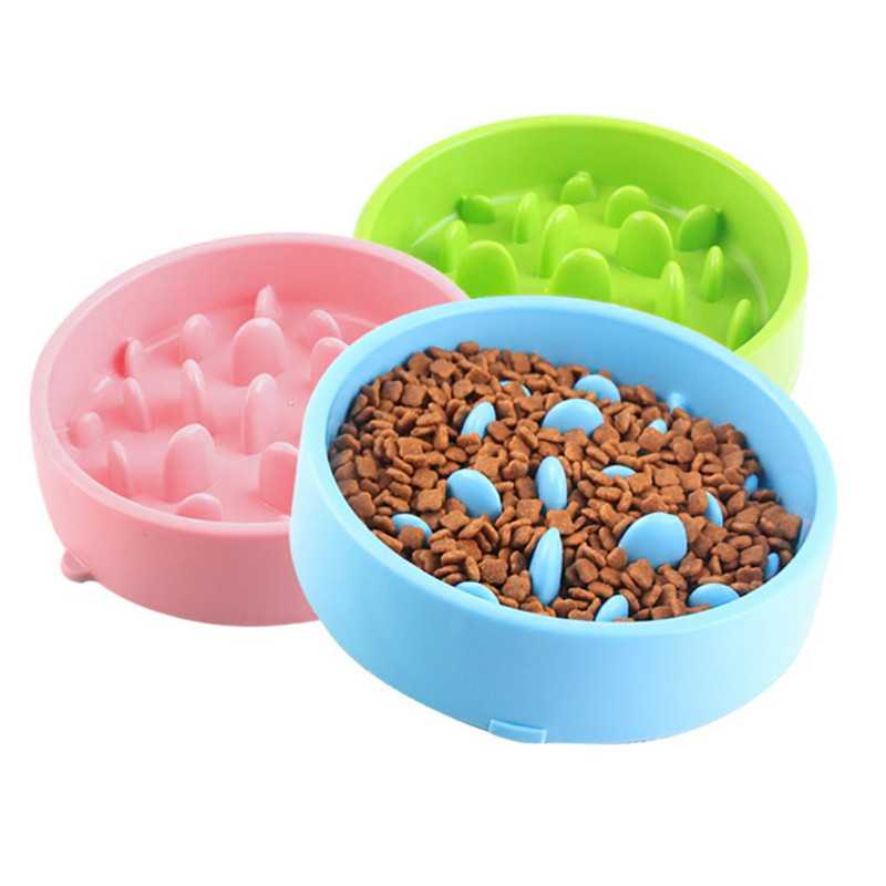 Plastic Pet Slow Food Water Bowl Feeder Bloat Stop Dog Food Interactive Puzzle Non Skid Feeder