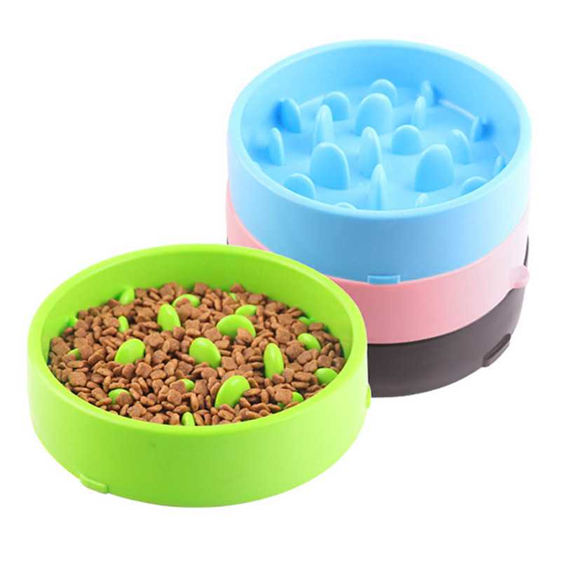 Plastic Pet Slow Food Water Bowl Feeder Bloat Stop Dog Food Interactive Puzzle Non Skid Feeder