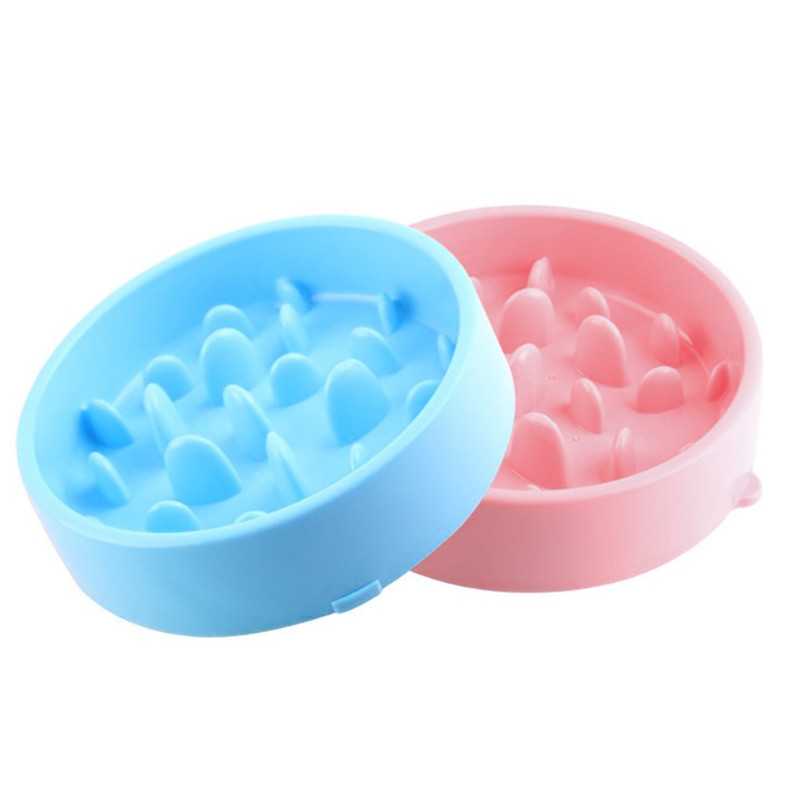 Plastic Pet Slow Food Water Bowl Feeder Bloat Stop Dog Food Interactive Puzzle Non Skid Feeder