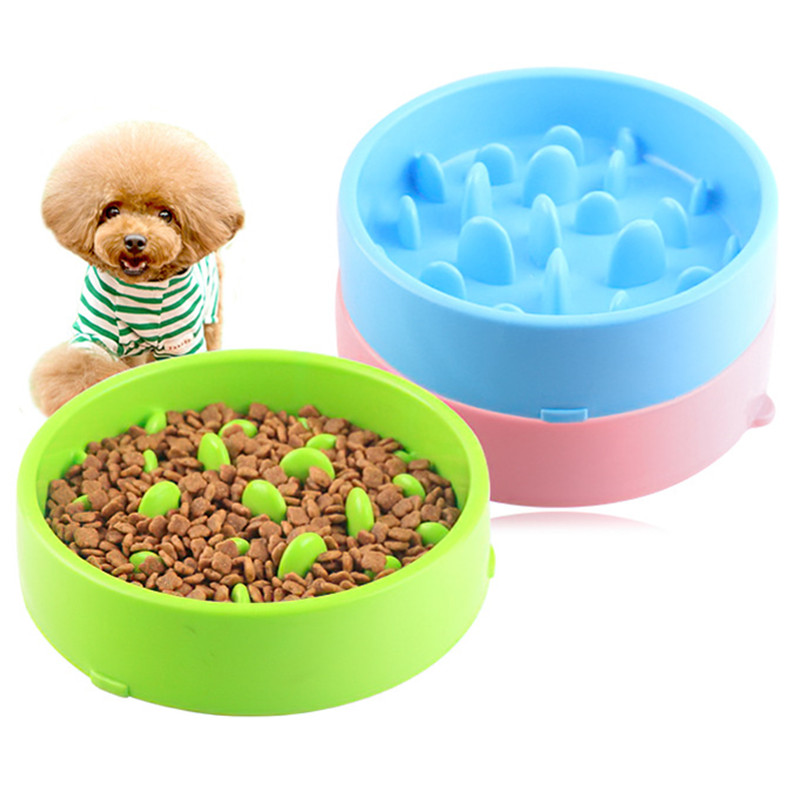 Plastic Pet Slow Food Water Bowl Feeder Bloat Stop Dog Food Interactive Puzzle Non Skid Feeder