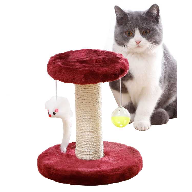 Plush Sisal Cat Tree Toy Scratching Post With Ball Mice