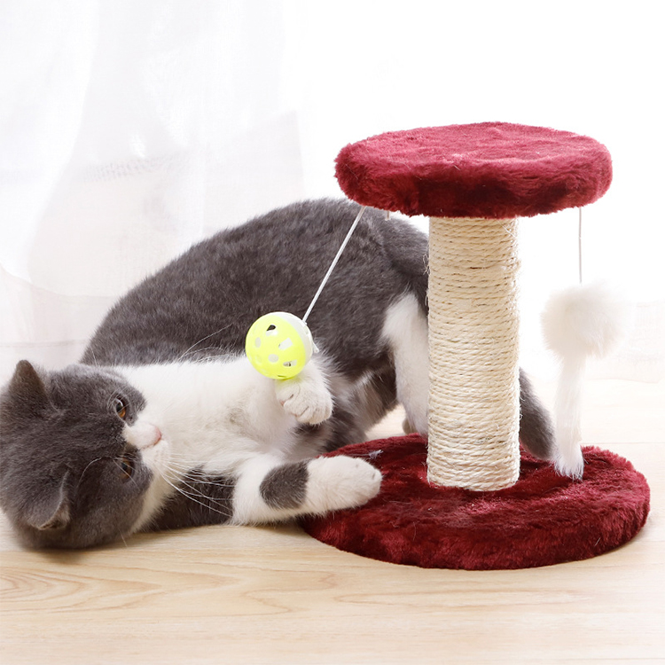 Plush Sisal Cat Tree Toy Scratching Post With Ball Mice