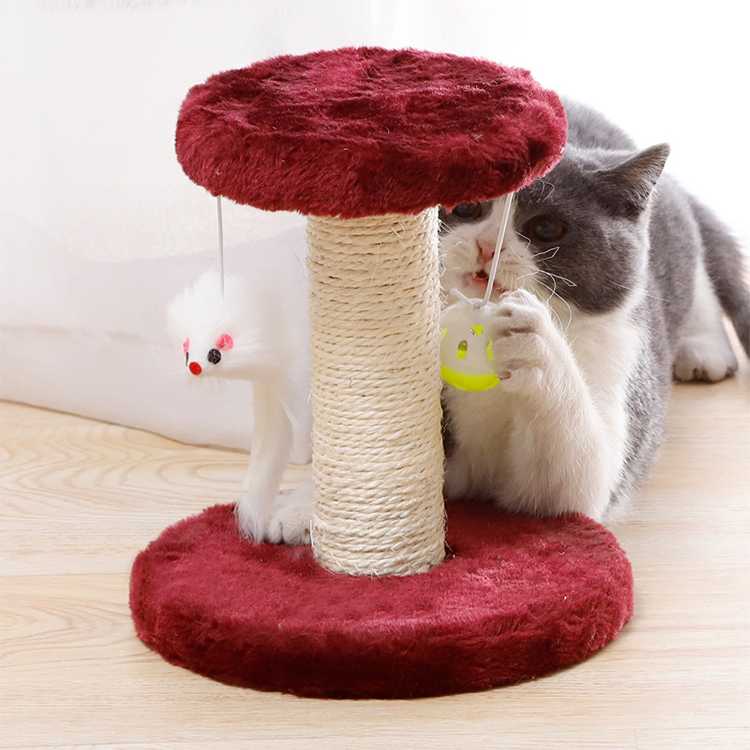 Plush Sisal Cat Tree Toy Scratching Post With Ball Mice