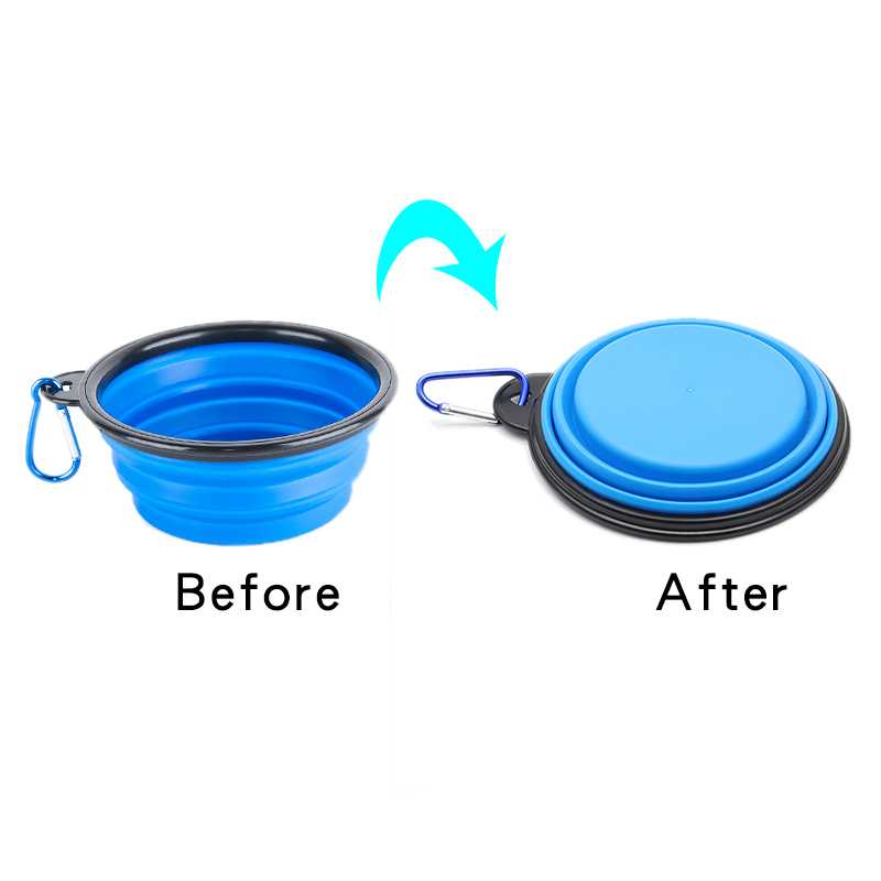 Portable Pet Dog Cat Collapsible Foldable Bowl Travel Camping Food Water Feeder Bowl With Hook