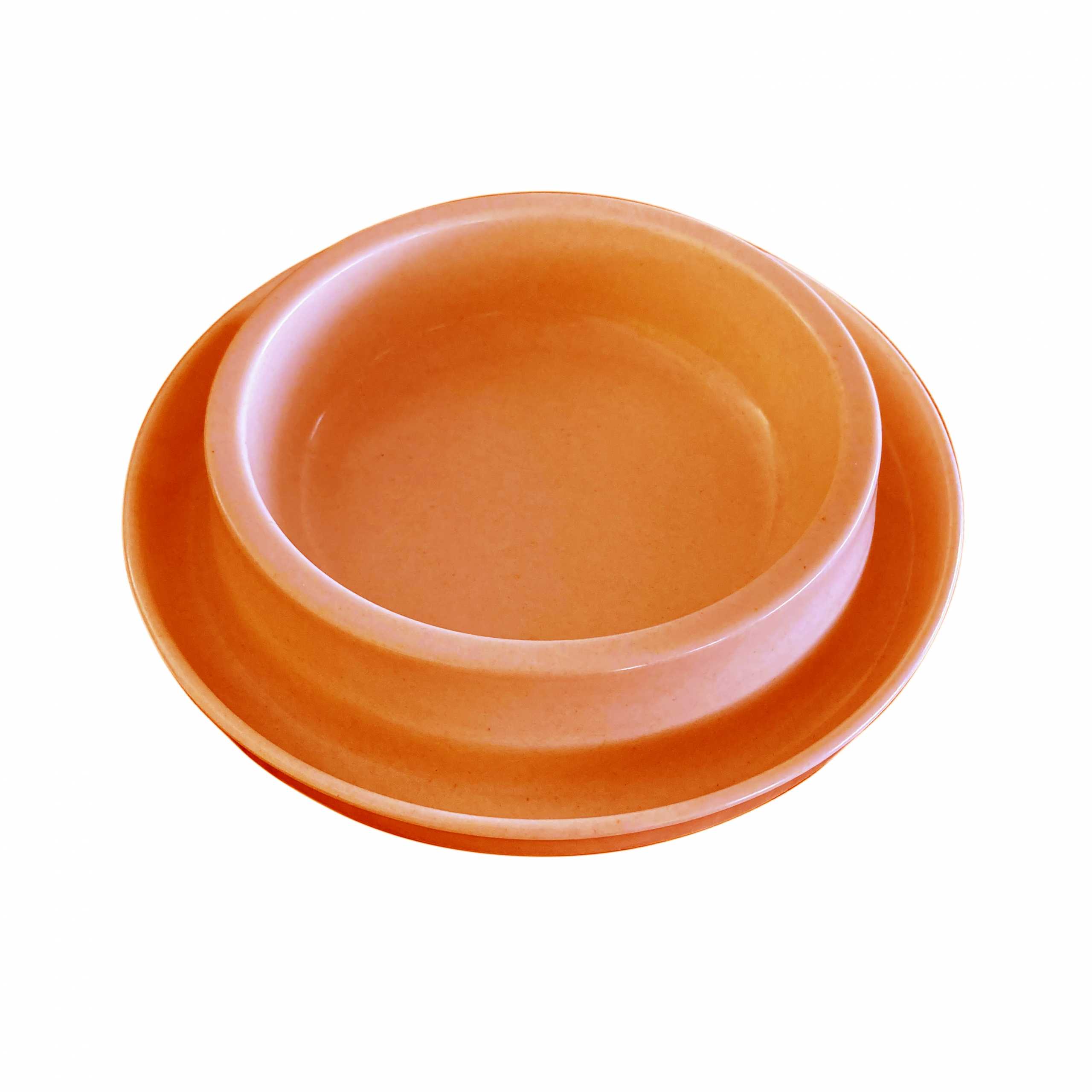 Round Shape Nonslip Pet Bowl Solid Color Pet Cat Bowl Bamboo Pet Dog Bowl