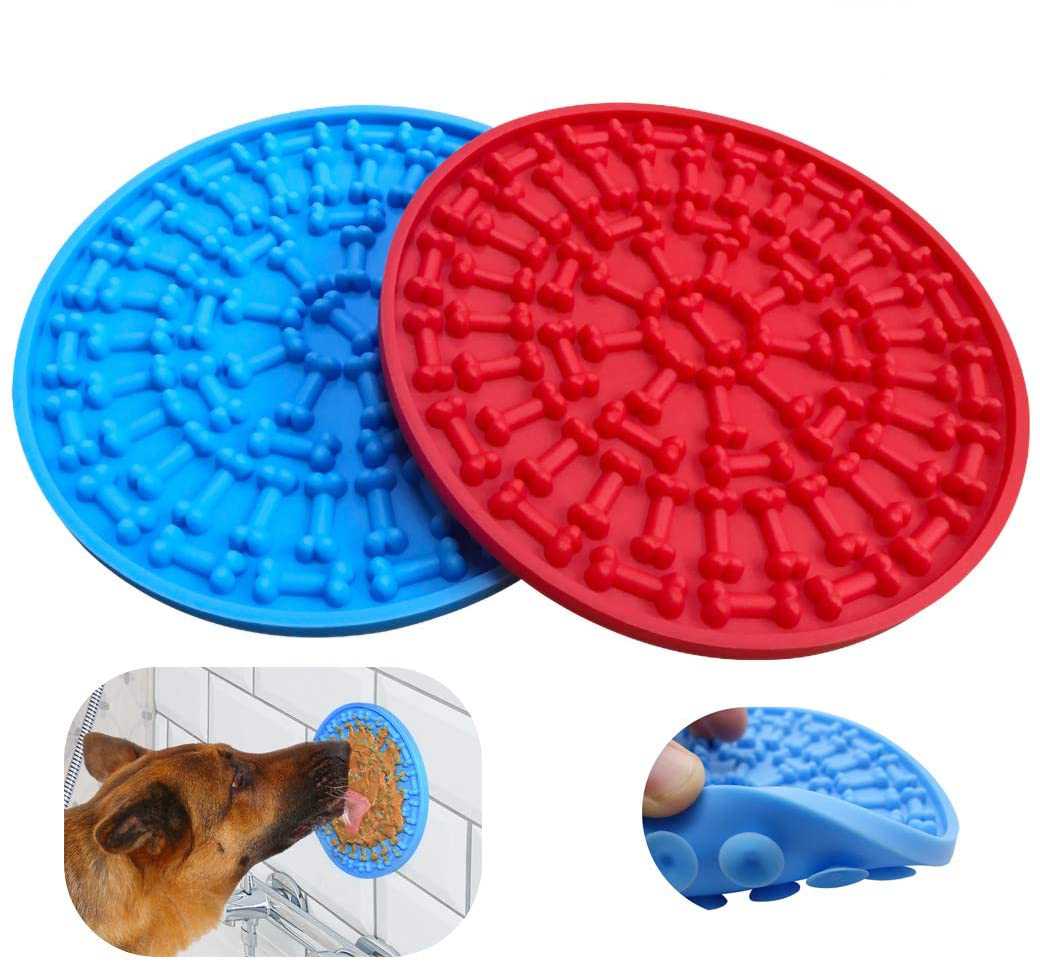 Round Silicone Slow Feeder Dog Bone Head Food Puzzle Lick Mat Bowl