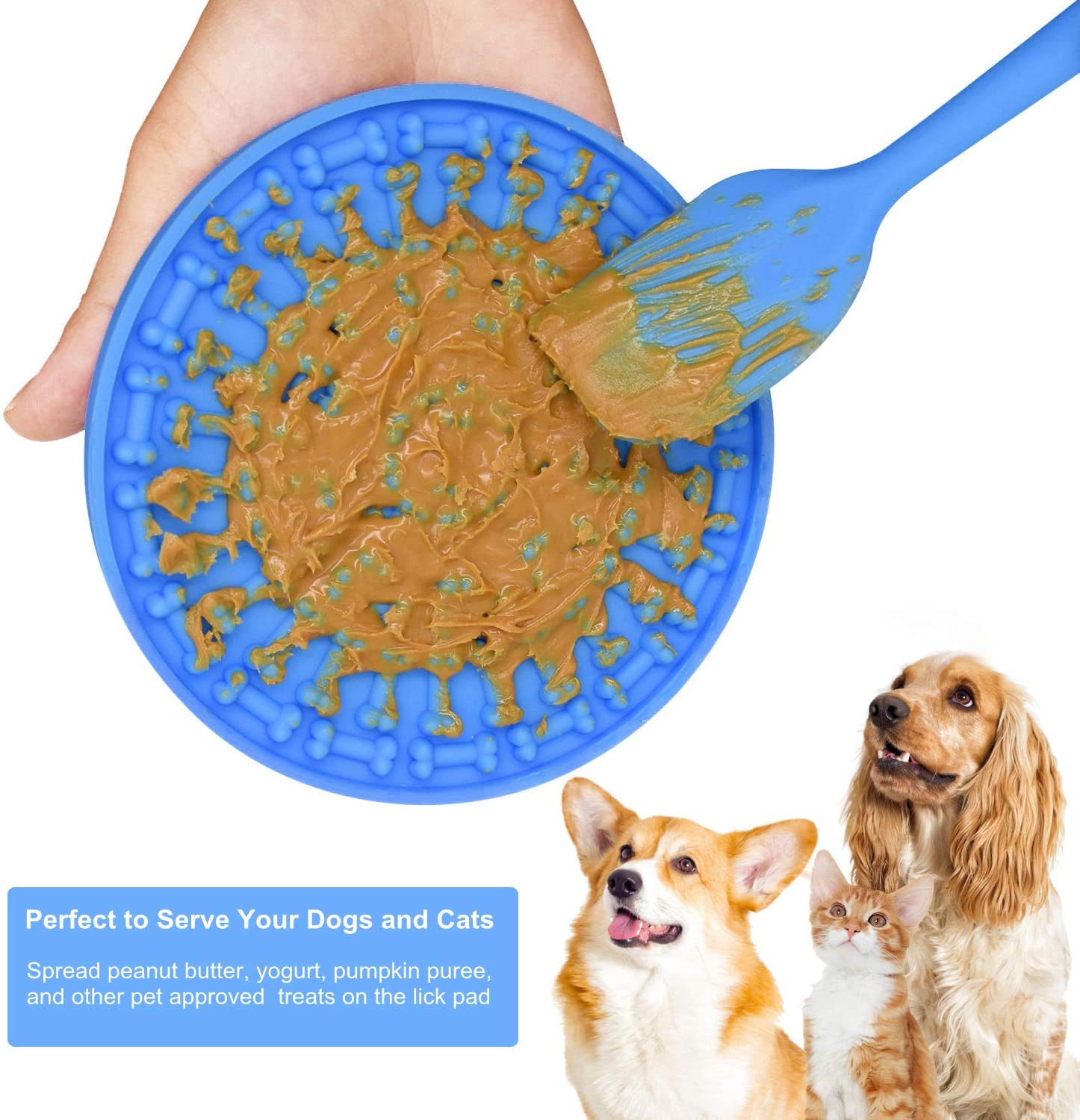 Round Silicone Slow Feeder Dog Bone Head Food Puzzle Lick Mat Bowl