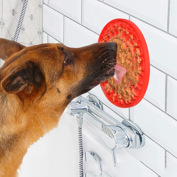 Round Silicone Slow Feeder Dog Bone Head Food Puzzle Lick Mat Bowl