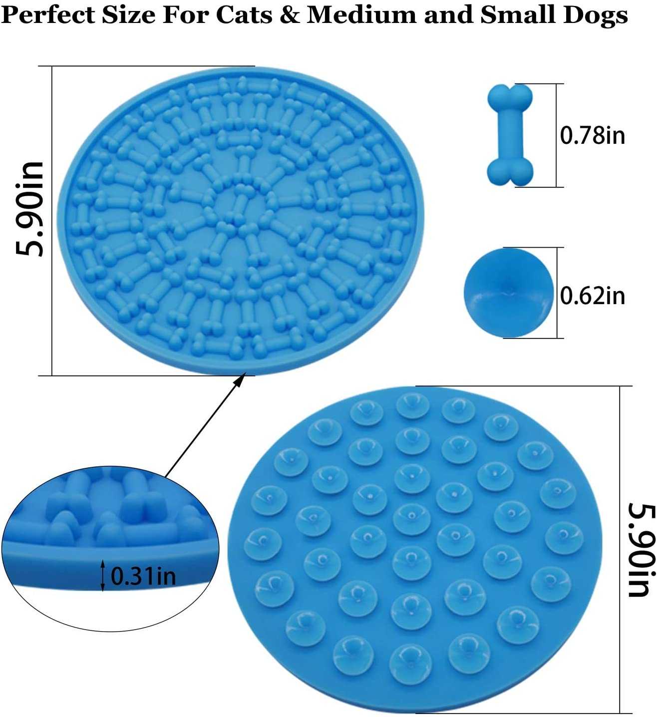 Round Silicone Slow Feeder Dog Bone Head Food Puzzle Lick Mat Bowl