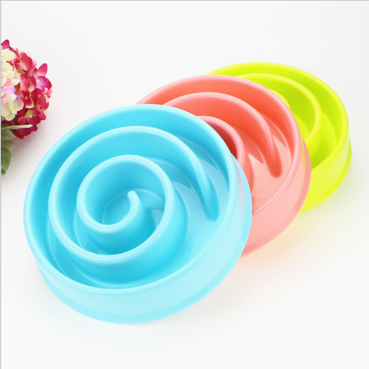 Snailshaped Pet Bowls Feeders Plastic Slow Food Antimite Bowl Thick Material Dog Bowl