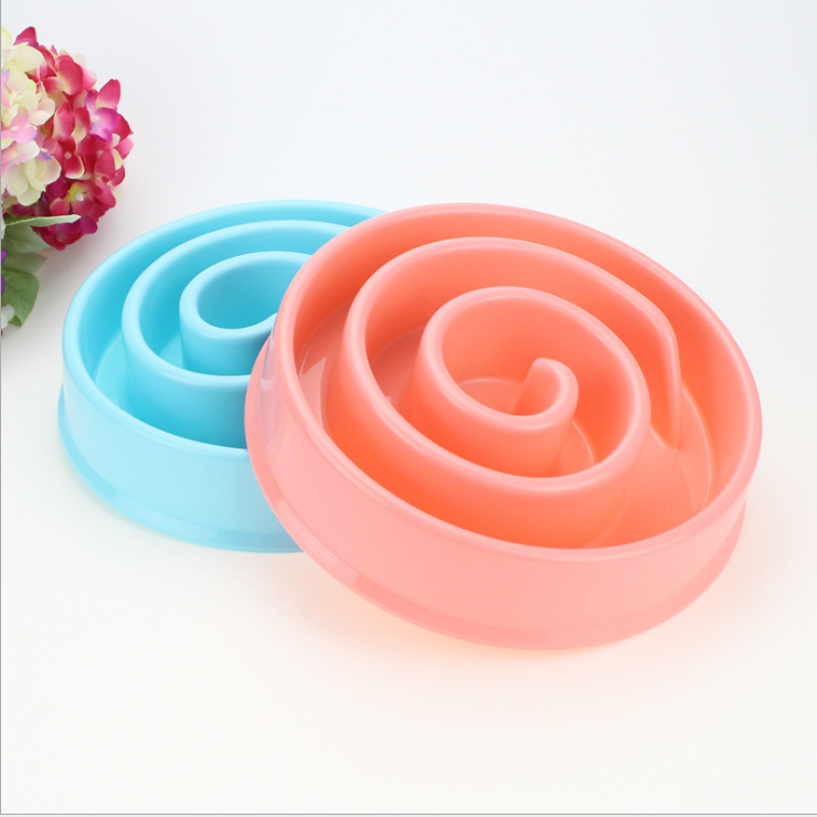 Snailshaped Pet Bowls Feeders Plastic Slow Food Antimite Bowl Thick Material Dog Bowl