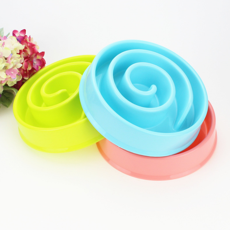 Snailshaped Pet Bowls Feeders Plastic Slow Food Antimite Bowl Thick Material Dog Bowl