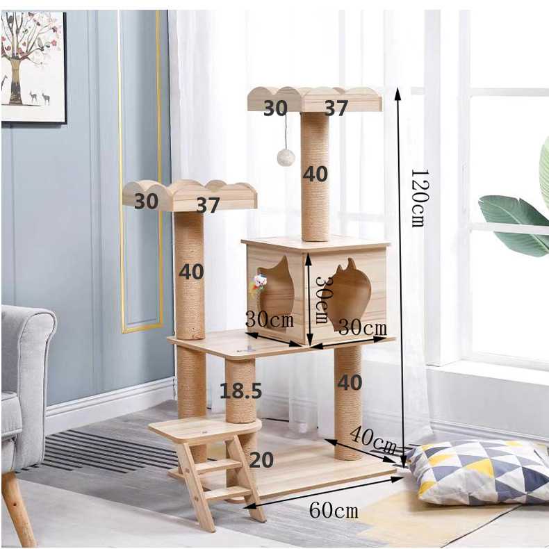 Solid Wood Cat Tree House Cat Nest Cat Scratch Board