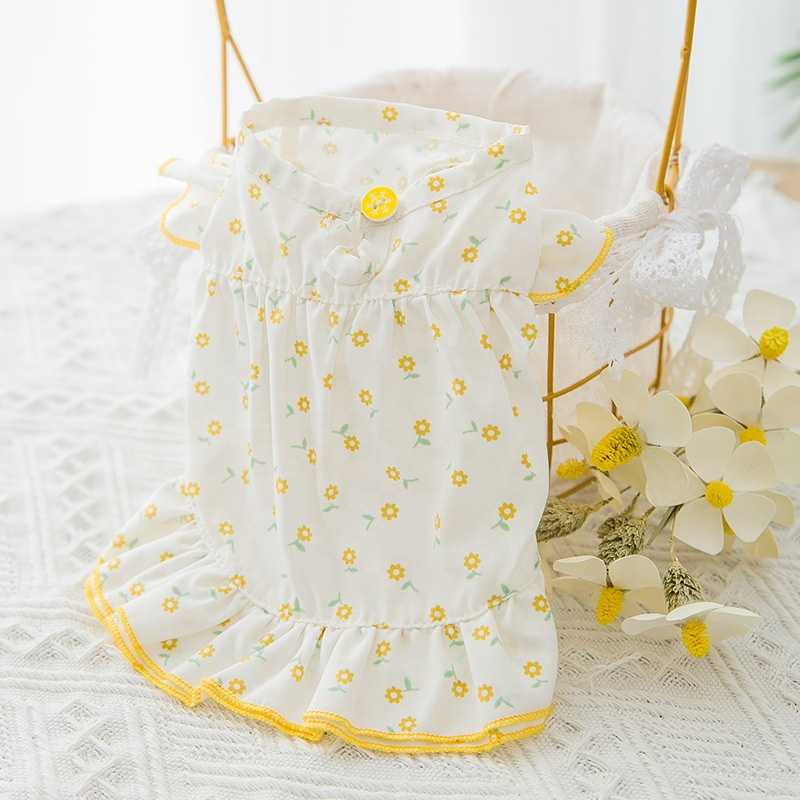 Spring Pet Thin Breathable Flower Shirt Cat Cute Dress Small Dog Summer Clothes