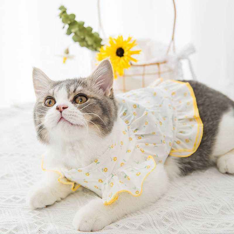 Spring Pet Thin Breathable Flower Shirt Cat Cute Dress Small Dog Summer Clothes