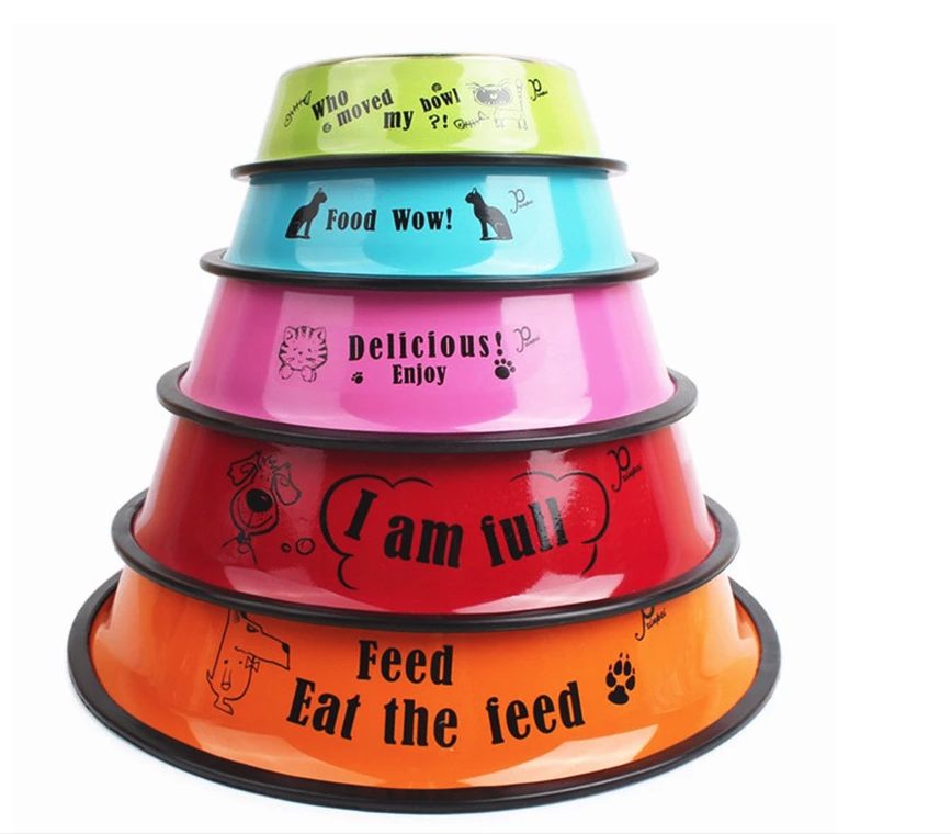 Stackable Multicolor Stainless Steel Dog Bowl Pet Feeding Bowl Cat Water Bowl