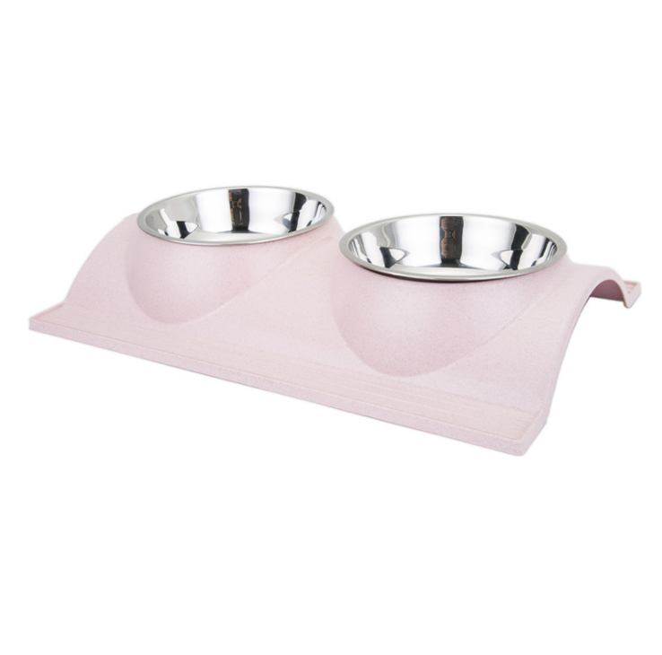 Stainless Steel Pet Bowl Color Double Bowl Anti Slip Anti Leak Dog Food Bowl