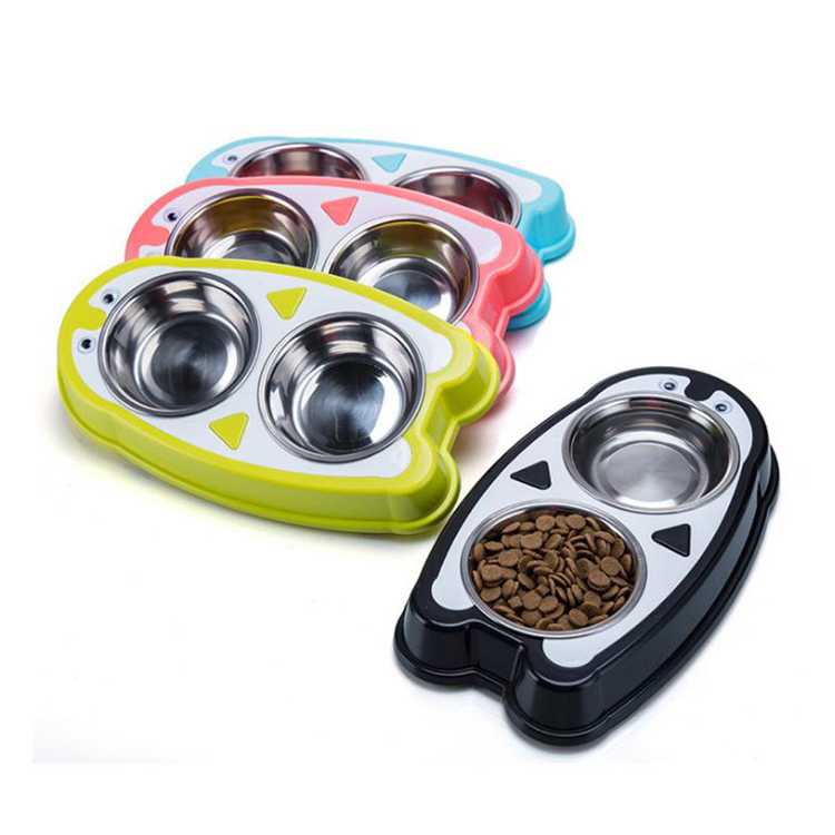 Stainless Steel Plastic Pet Feeder Ing Double Stainless Steel Dog Bowl