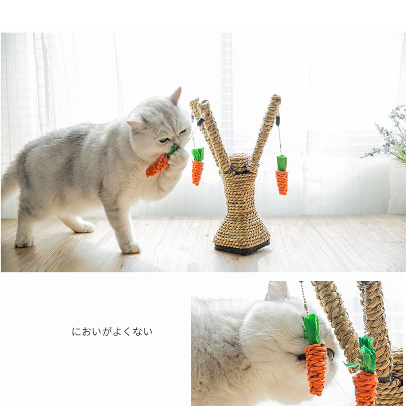 Straw Rope Wearresistant Grasping Safe Carrot Shape Castle Cat Scratch Post