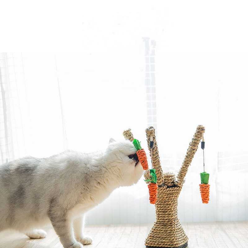 Straw Rope Wearresistant Grasping Safe Carrot Shape Castle Cat Scratch Post