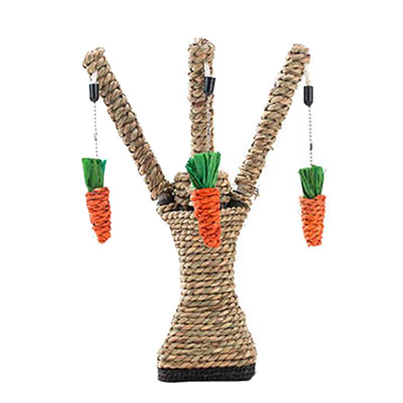 Straw Rope Wearresistant Grasping Safe Carrot Shape Castle Cat Scratch Post