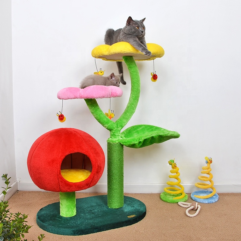 Supplie Sisal Cat Tree House Interactive Toys Lucky Cat Scratcher Board Tree Durable Cat Bed House Cave Nest