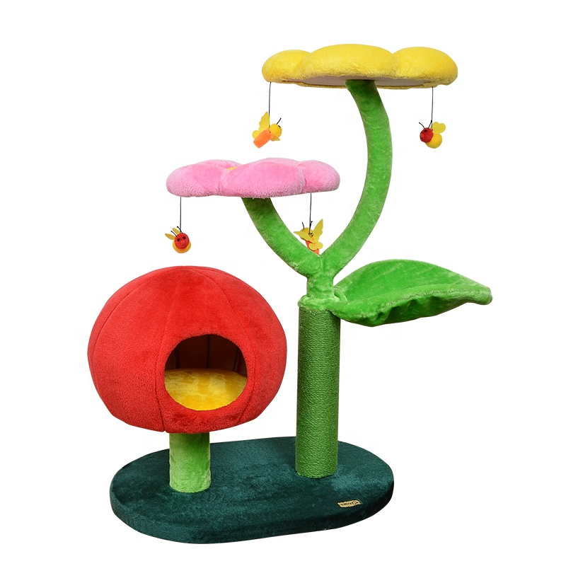 Supplie Sisal Cat Tree House Interactive Toys Lucky Cat Scratcher Board Tree Durable Cat Bed House Cave Nest
