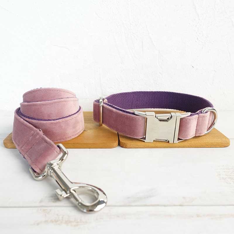 Velvet Dog Leash Spring Dogs Innovative Products Pet Collar Best Products Custom Purple Velvet Pet Dog Collars