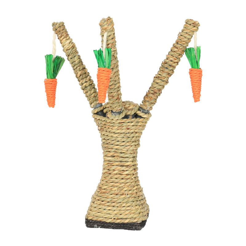 WoYing Sisal Woven Straw Cat Tree With Loofah Toy Pet Chew Toy Carrot Wooden Carrot Vegetable Toy