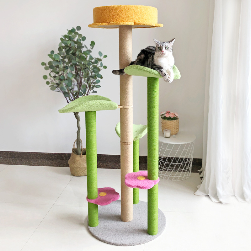 Wood Cat Climbing Toys Cat Scratcher Tree Platform Tower Stock