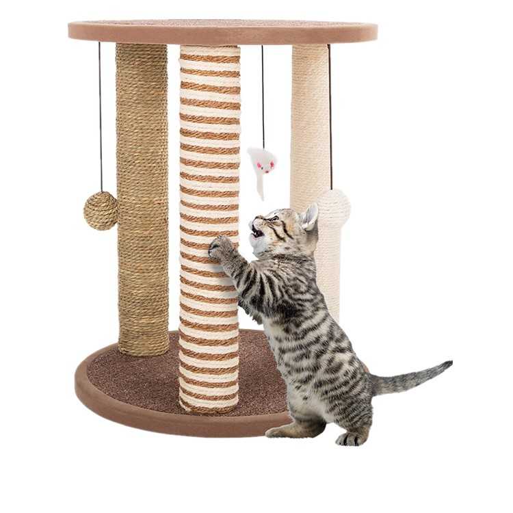 Wooden Black Cat Tree Cat Scratcher Tree Indoor Cat Activity Tree With Wicker