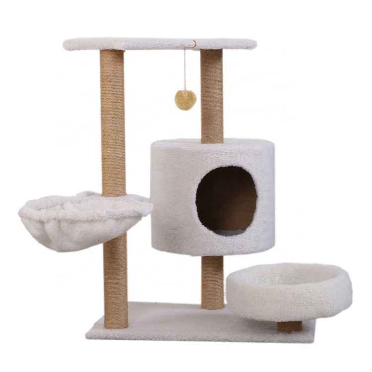 Wooden Cat Tree With House Bed Pet Cat Kitten Climbing Tower With Scratching Post