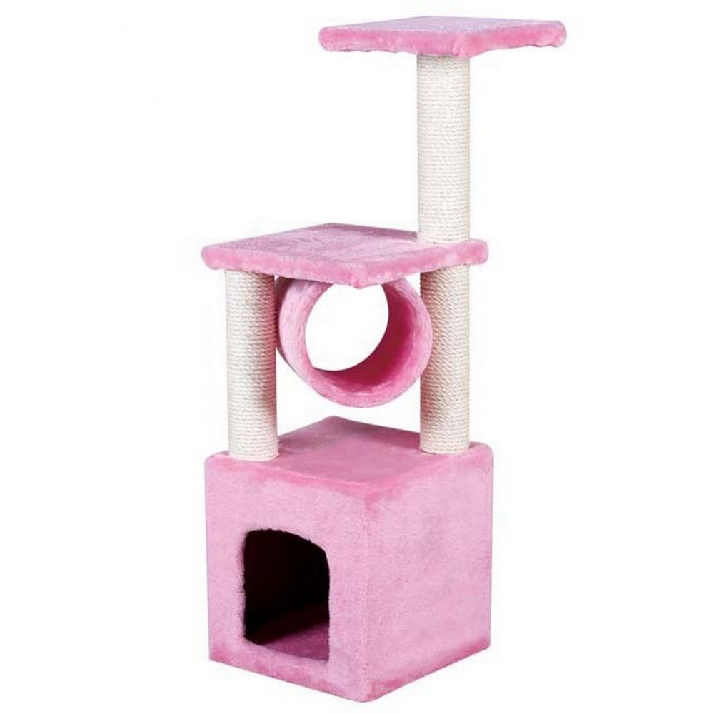 Wooden Scratch Climbing Tower Cotton Hemp Rope Cat Tree With Cave Scraper Cats