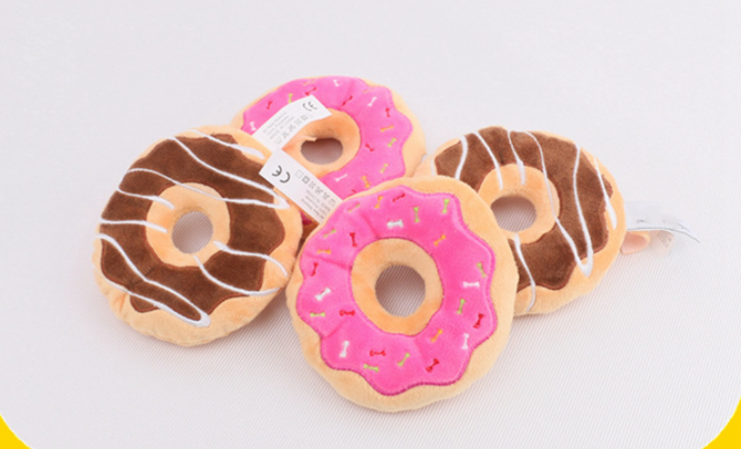 Plush Squeaker Pet Donut Toys Dogs