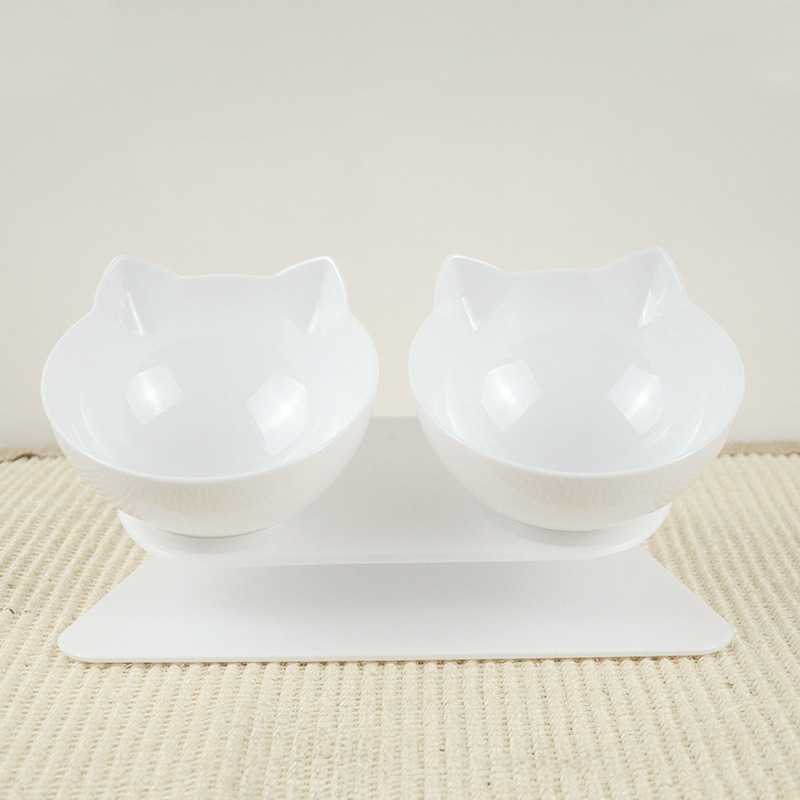 15 Degree Bevel Nonslip Pets Feeder Double Water Bowl Neck Protection Cat Bowl