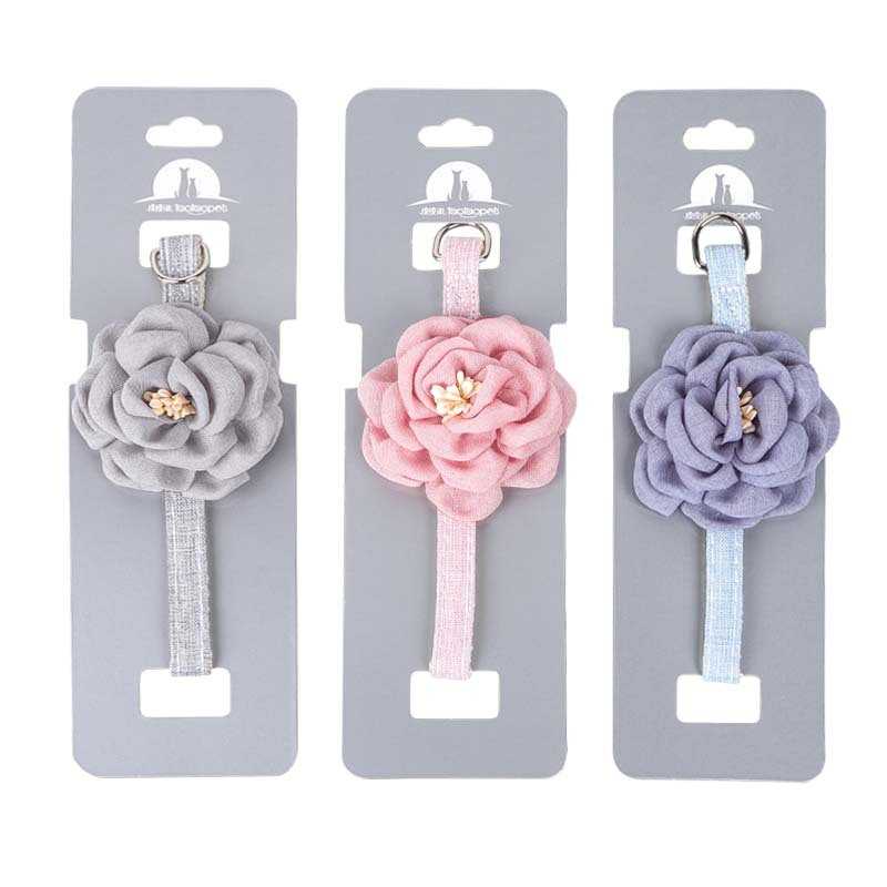 Cat Collars Cute Flower Accessories Cotton Polyester Head Card Package Pet Collars