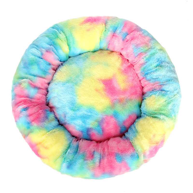 Dog Soft Round Sales Comfy Calming Plush Donut Cat Warm Cage Beds Pets AntAnxiety Fluffy Pet Bed