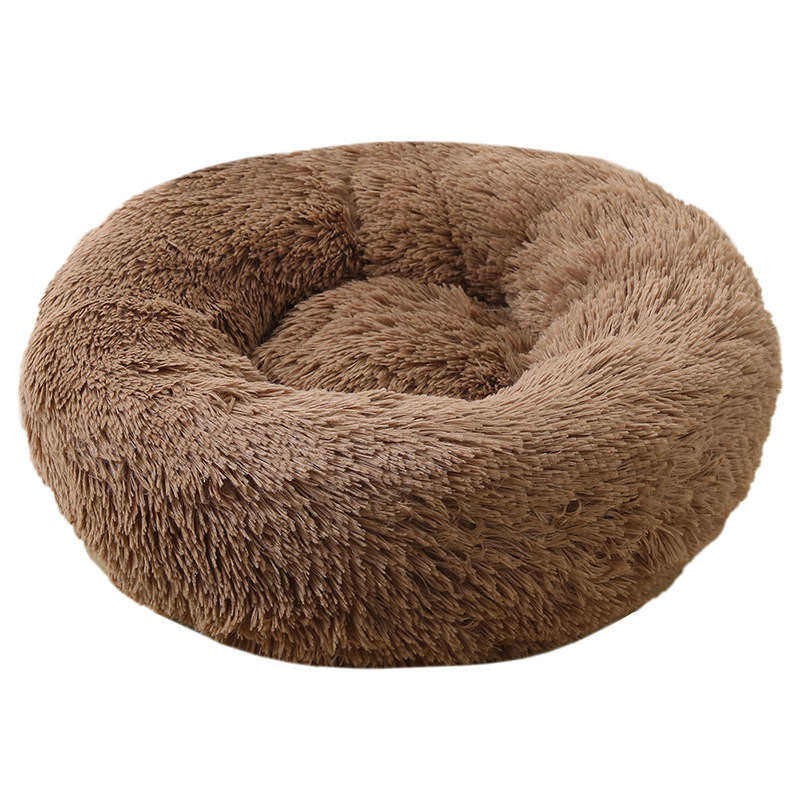 Dog Soft Round Sales Comfy Calming Plush Donut Cat Warm Cage Beds Pets AntAnxiety Fluffy Pet Bed
