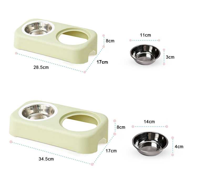 Double Dog Cat Bowl Stainless Steel Bowl Pet Dog Feeder Plastic Pet Water Bowl