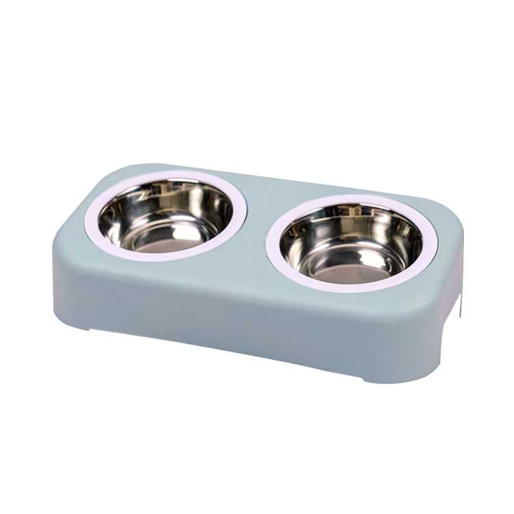 Double Dog Cat Bowl Stainless Steel Bowl Pet Dog Feeder Plastic Pet Water Bowl