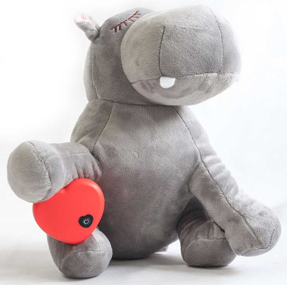 Pet Anxiety Companion Sleep Toy Dog Interactive Plush Heartbeat Hippo Toy Pet Toy